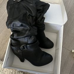 👢 Rampage Women’s Leather Boots – Black, Size 7 M