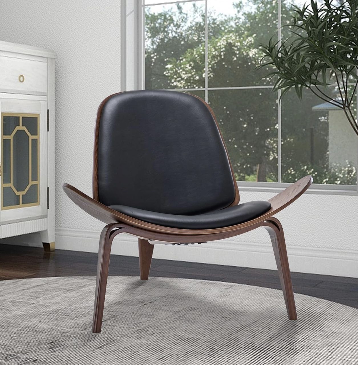 2) Mid Century Modern Tripod Shell Lounge Chairs