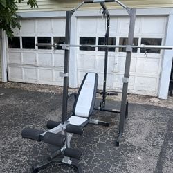 Marcy Half Rack With Lat Pulldown And Barbell