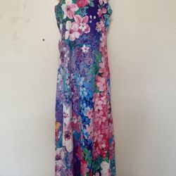 Vivid Floral Print Maxi Dress (Size: L)