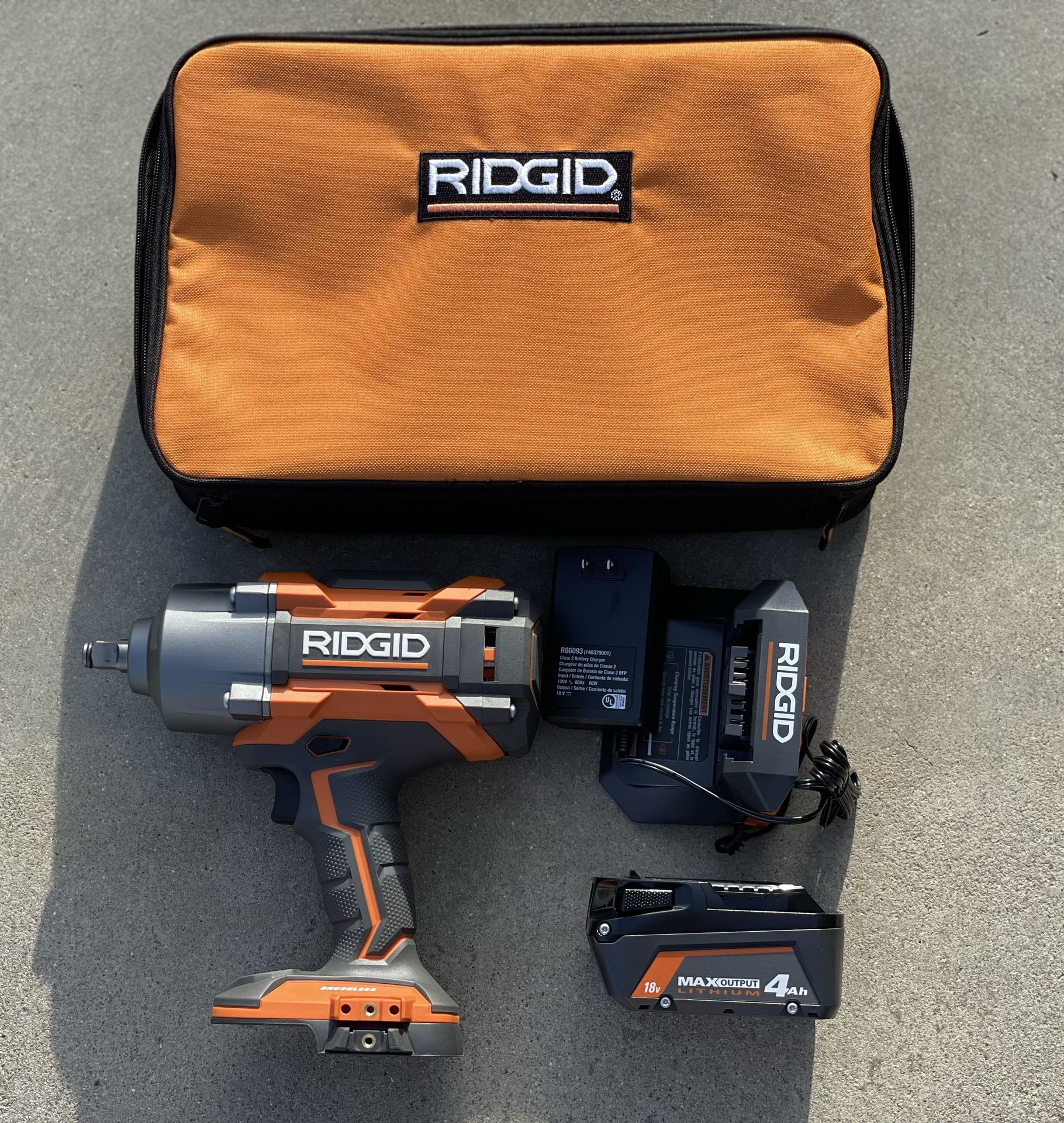 RIDGID 1/2 in. High Torque Impact Wrench Kit 4.0 Ah Battery and Charger