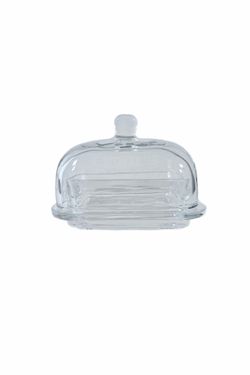 Extra Large Heavy Rectangle Covered Butter Dish with Lid, Clear Glass.