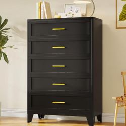 🔥Metal Dresser, Black Tall Dresser for Bedroom, 53.54" H Dressers & Chests of Drawers, 5 Drawer Dressers for Living Room, Entryway, Hallyway (Black, 