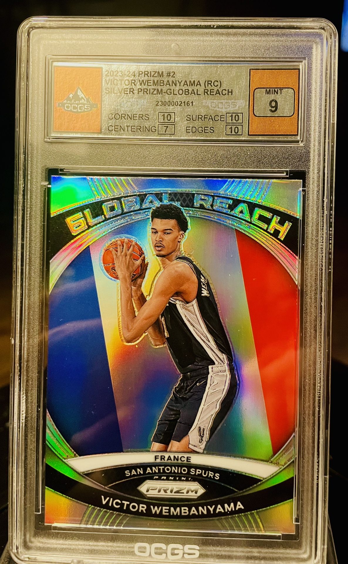 Victor Wembanyama Prizm 9.0/10 True Silver Halo Global Reach Insert Rookie Basketball Card