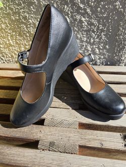 Leather Mary Jane Wedge Black 9.5