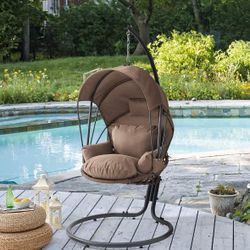 Outdoor Lounge Hanging Patio Chair with Stand Hammock Chair Swing with Canopy Shade