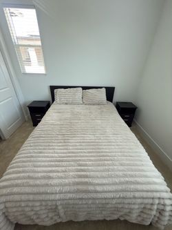 Queen bed frame and nightstands