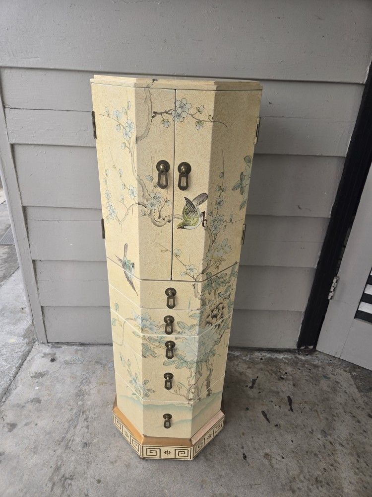 Jewelry Hexagonal Armoire  Chinoiserie Vintage