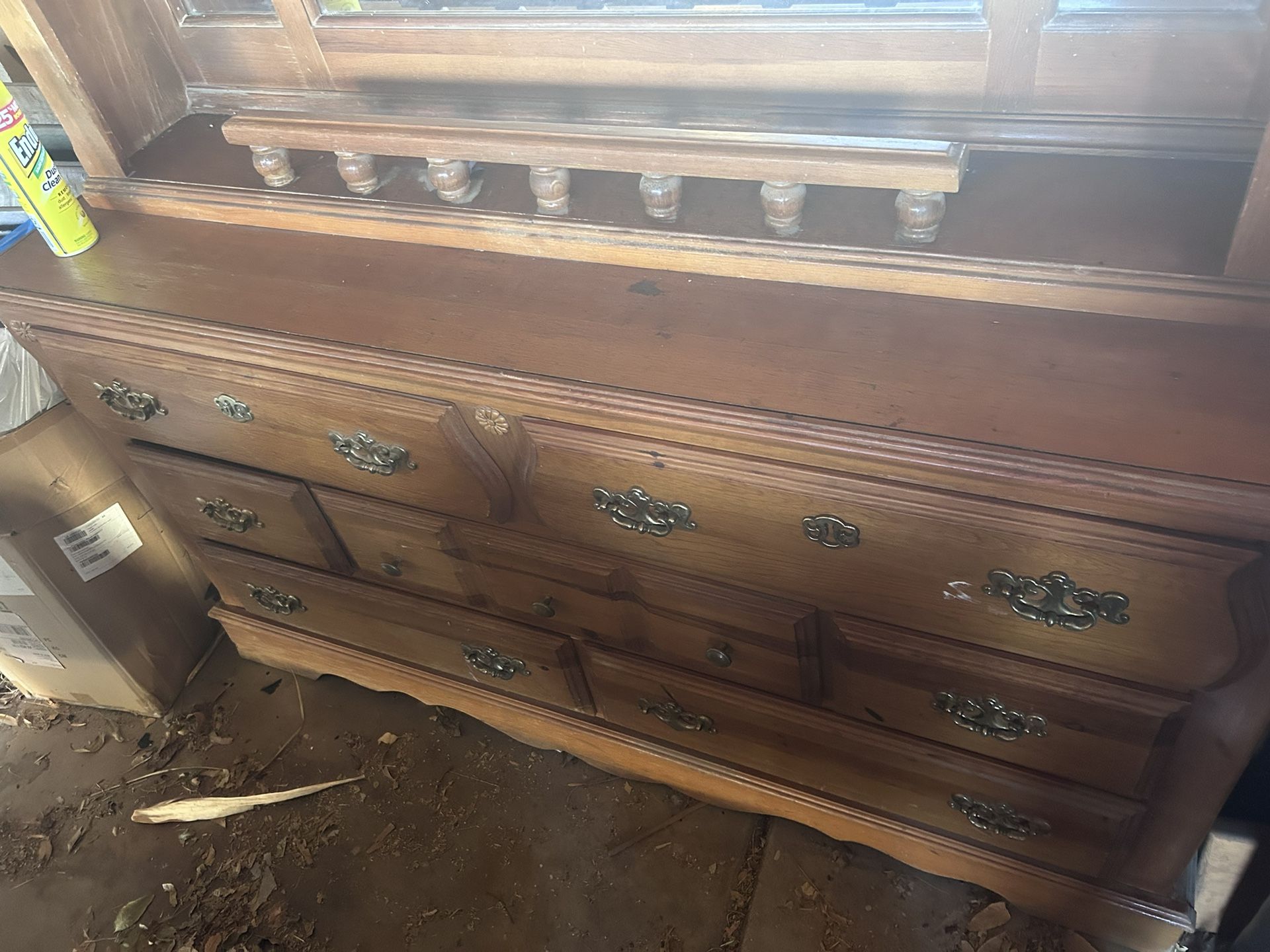 Antique Seven Drawer Dresser With Mirror