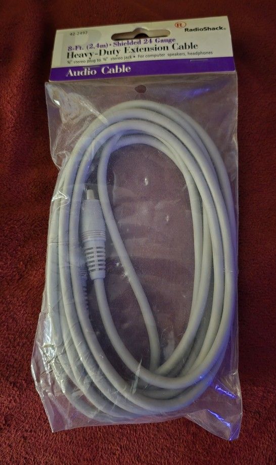 8' (2.4 M) Radio Shack 24-Gauge Heavy Duty Extension Cable New