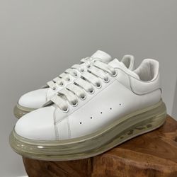 Alexander McQueen Larry Clear Sole Leather Sneakers Size 42D EU White