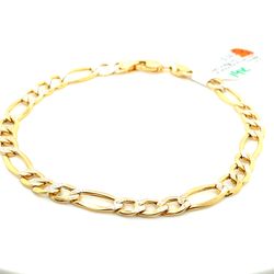 14k Gold Bracelet 8” Diamond Cut Hollow Figaro 5.5mm 4 Grams 139270 2