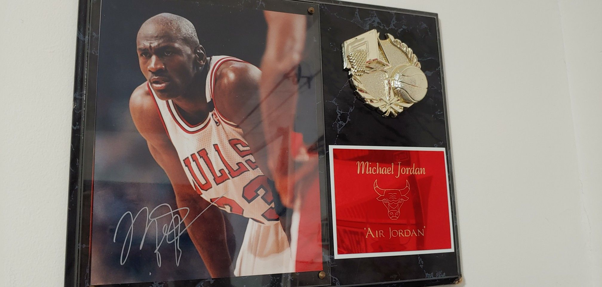 MJ signed plaque