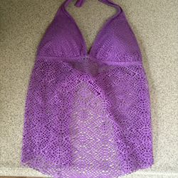 Mossimo Purple Crochet Halter Tankini Top – Size Large