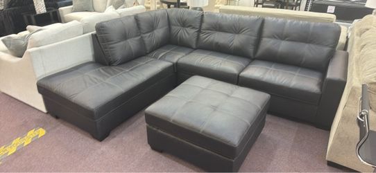 Black Sectional with Ottoman
