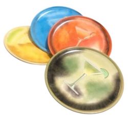 Four Colorful Artland Classics Martini Plates Collection with Cocktail Recipes On Back