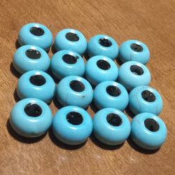 16 Piece Blue Eyeball Murano Beads Bundle.