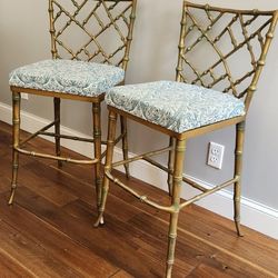 1960s Phyllis Morris Solid Metal Faux Bamboo Barstools Set Of Two Vintage Antique Gold for Sale in Overland Park KS OfferUp