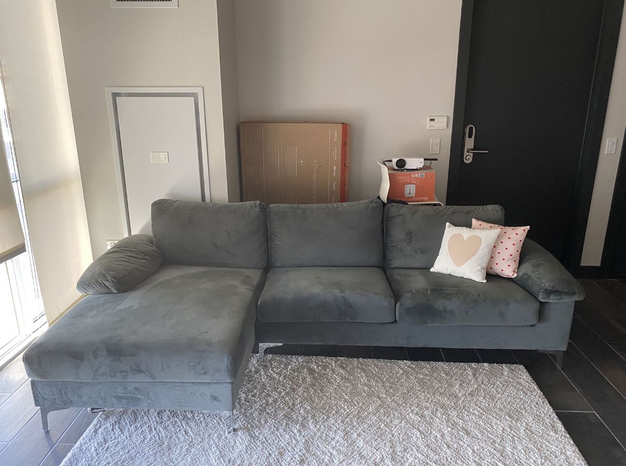 Gray L shape couch 