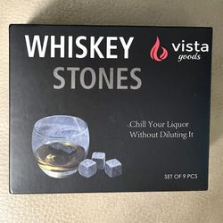 New In Box - Vista Goods Whiskey Stones - Set of 9 Soapstone Beverage Cubes