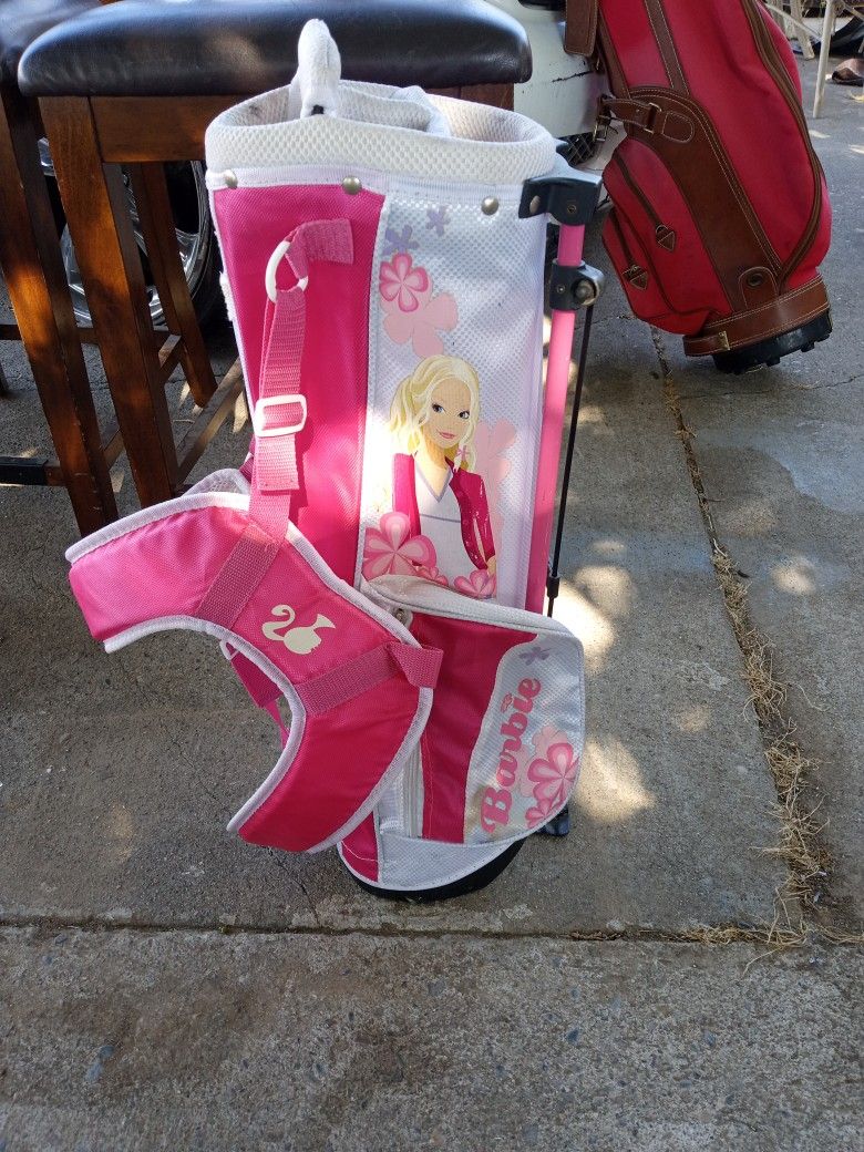 Barbie Golf Bag Kid Junior Pink Golf Stand Carry Bag