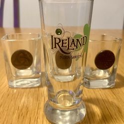 The Robert Emmet Co. Irish Celtic Shot Glasses (Set of 3 Shot Glasses) & BG Ireland Shot Glass *CLEAN/Great Condition 