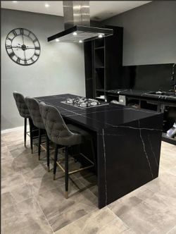 Wholesale Kitchen / Bathroom Counter top, Quartz Prefab, Black Kitchen Top, Black Color quartz top, Dark Color quartz ( 26 36 42 52 by 110 inches)  