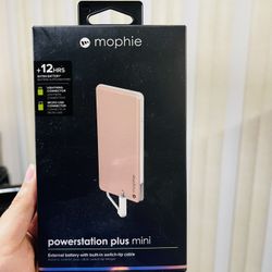 Mophie powerstation Plus Mini - External Battery with Built in cables PINK. PERFECT CHRISTMAS GIFT!