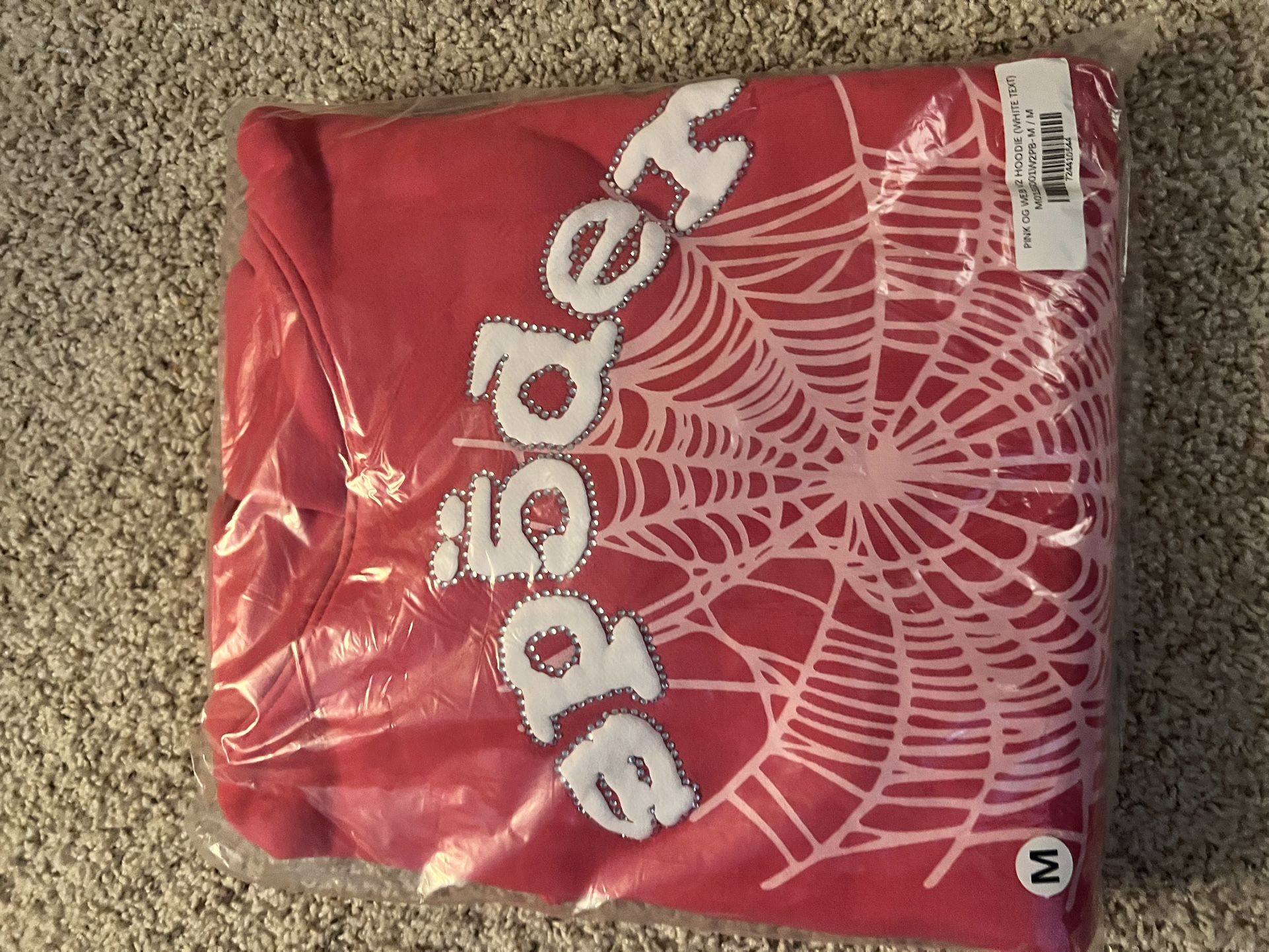Sp5der Pink OG Web V2 Hoodie (white text)