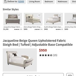 Reduced- Best Offer: Beautiful Upholstery Queen Size  Sleigh  Bed Frame