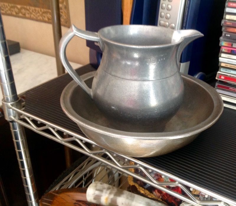 Pewter bowl & pitcher