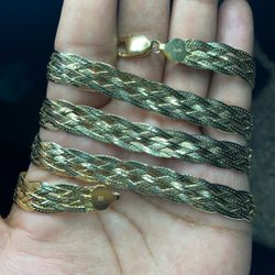 Rare one of a kind 925 18k vermeil Herringbone 5 braids 29 inches long! 