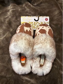 Cow print slippers