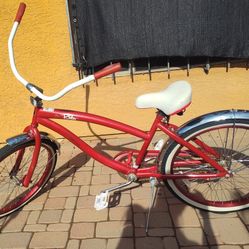 Magna Ruby Red Beach Cruiser Bike 24" Tires - Needs New Tube for Front Tire