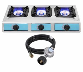 Propane Gas Stove,3 Burner Gas StovePortable Gas Stove Auto Ignition Camping Stainless Steel Stove 3 Burner LPG for RV, Apartment,Outdoor