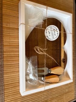 Brand New Wood Cheese Board and Knife Gift Set