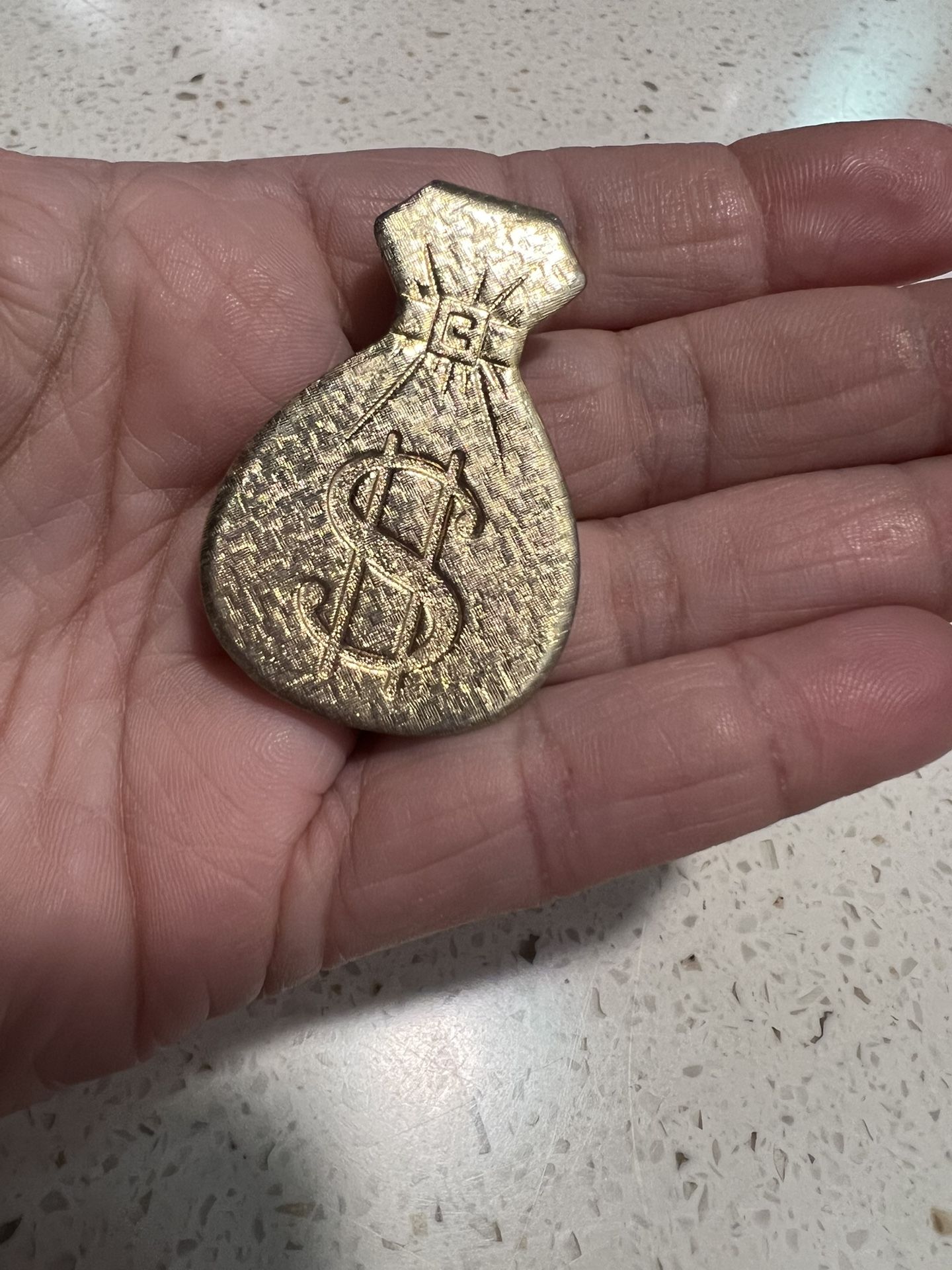 Vintage gold tone money bag - money clip