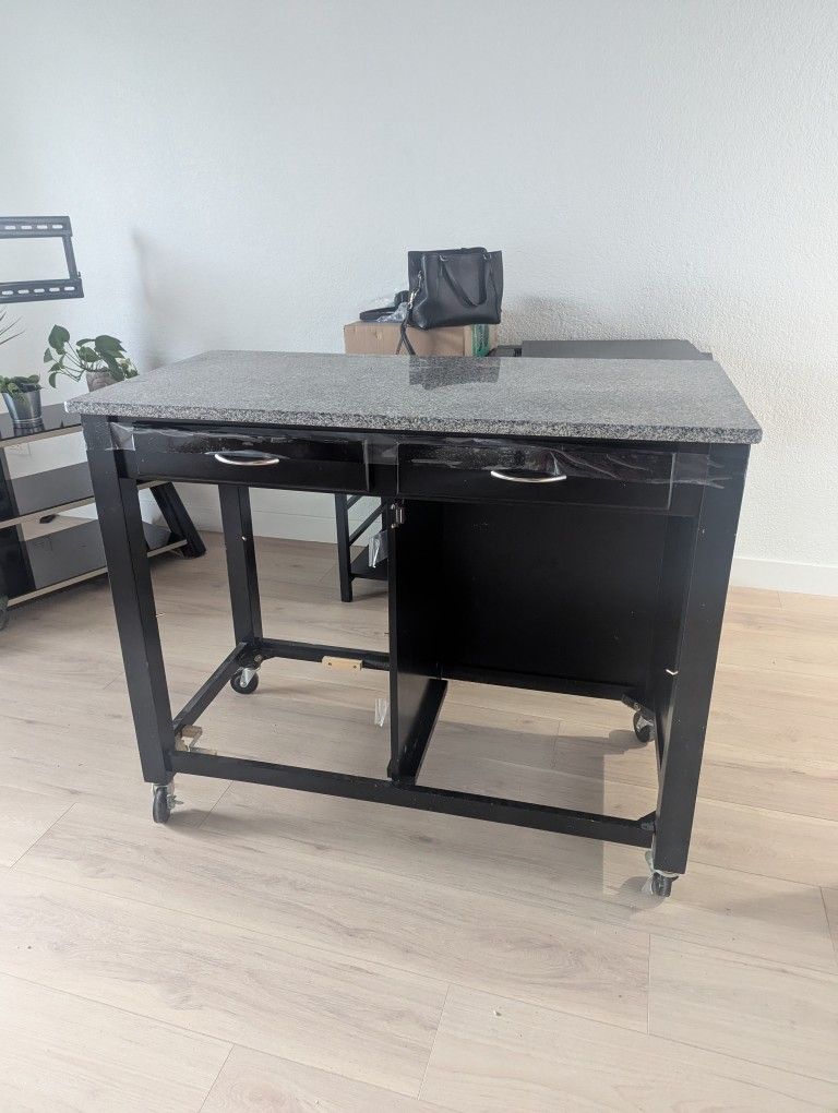 Coaster Fine Furniture Granite Top Kitchen Island. Black