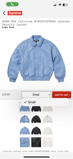 Supreme GORE-TEX Infinium WINDSTOPPER® Leather Varsity Jacket