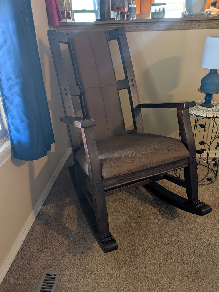 Savannah Rocking Chair by Sunny Designs – Dark Wood, Leatherette Cushions