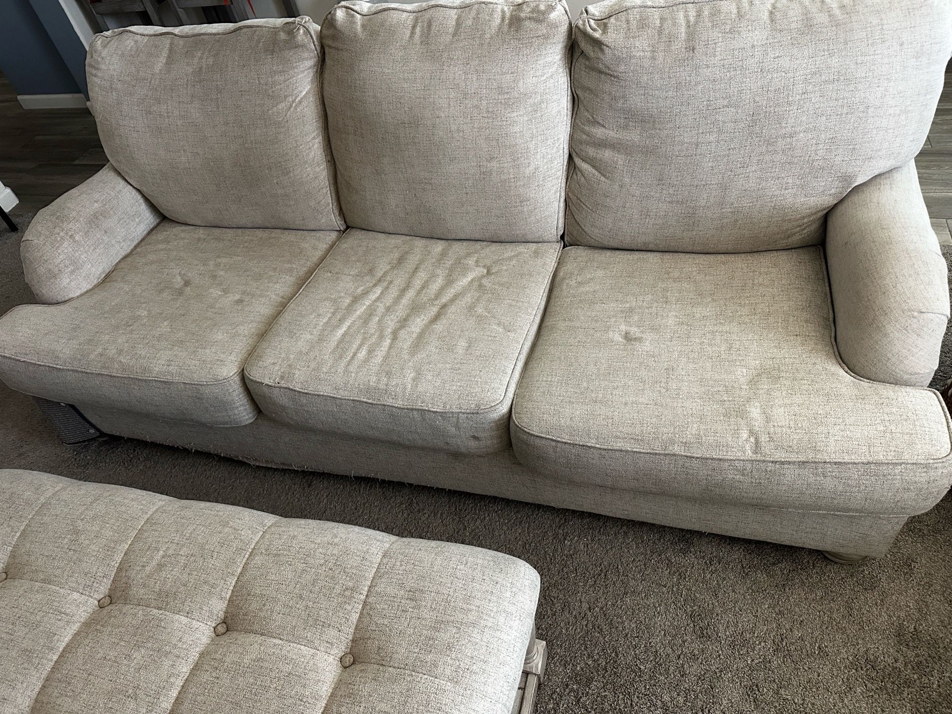 Mor furniture couch, loveseat and ottoman