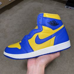 Size 12W / 10.5M - Air Jordan 1 Retro OG High Reverse Laney Blue Yellow