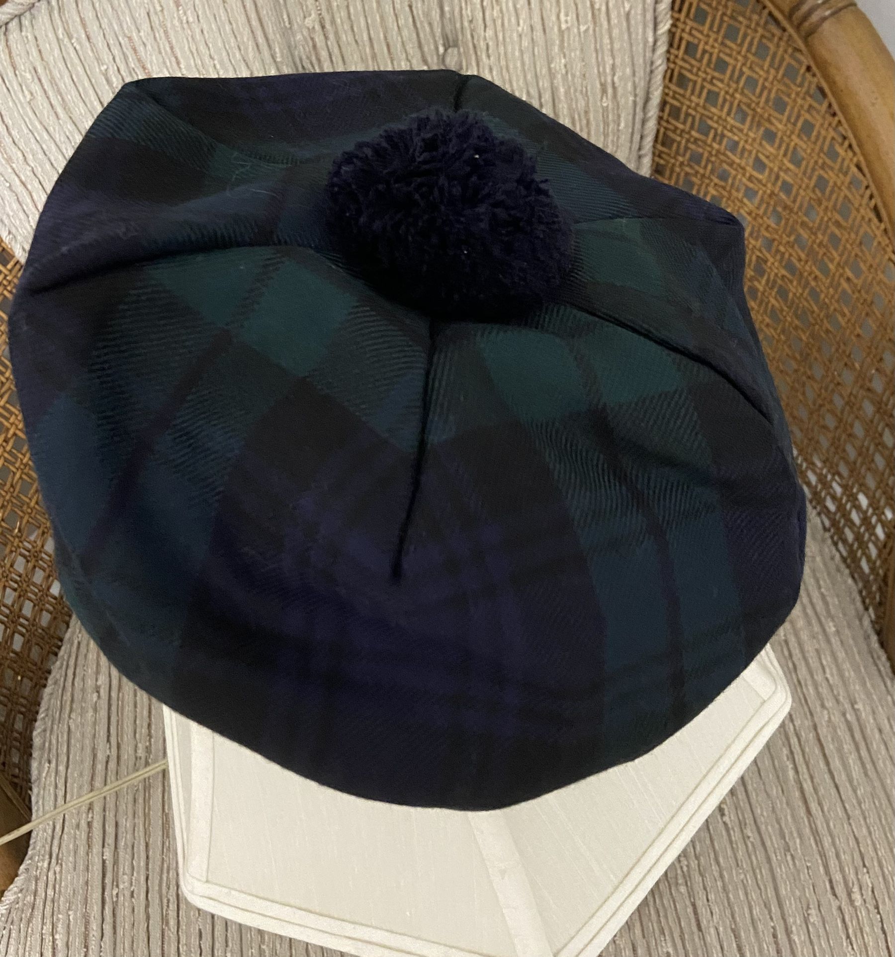 Black Watch Plaid Stretch Wool Tam