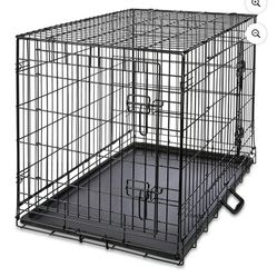 Vibrant Life Double Door Metal Wire Dog Crate with Leak-Proof Pan and Divider, 36 inch