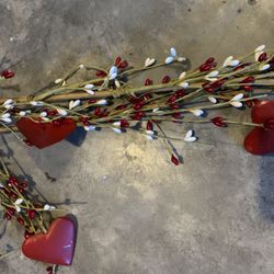 Two 5 Ft Long Metal Hearts Garland W/ Multiple Color Beads Flexible