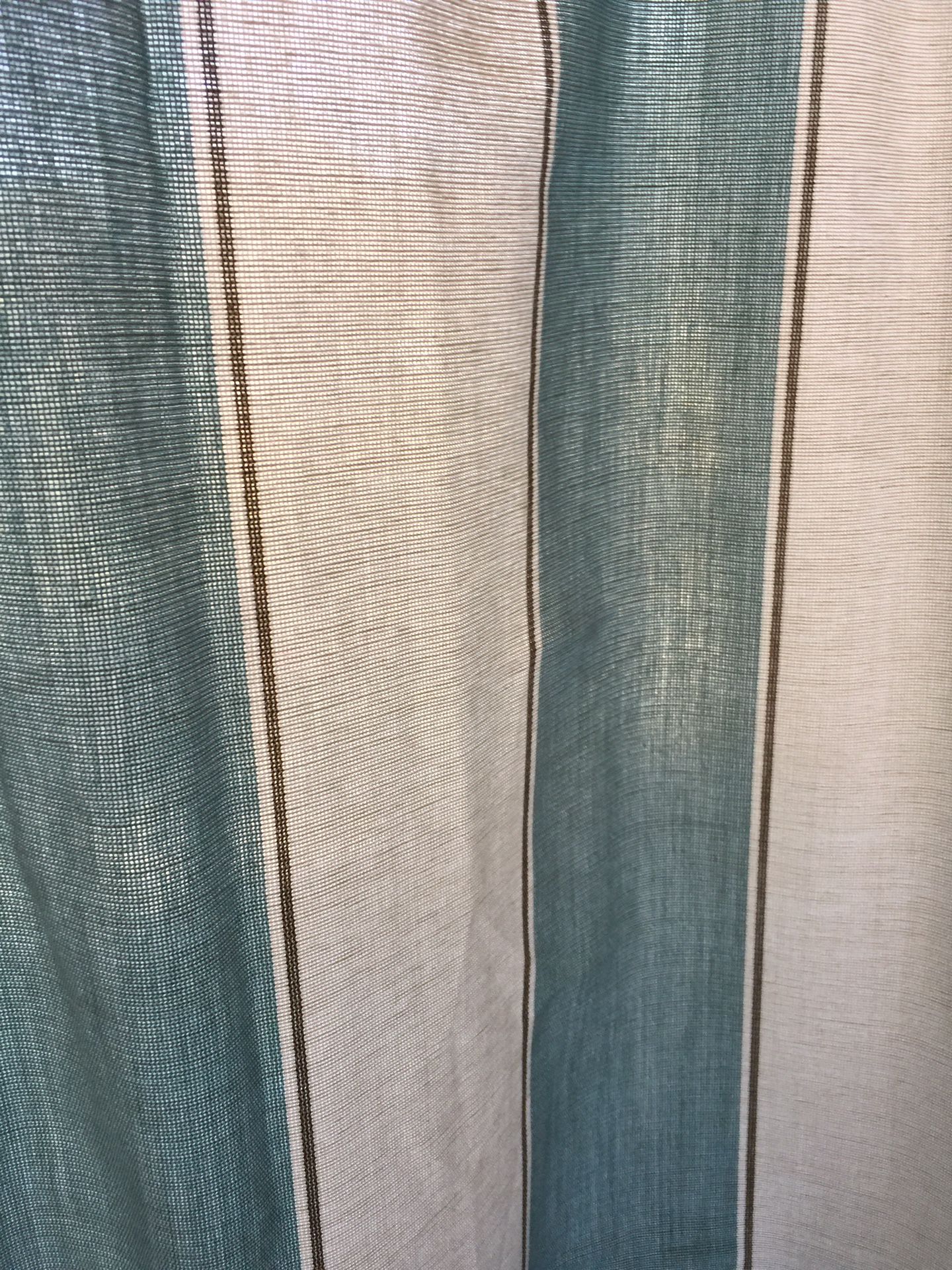 Set of 6 Stripe Drapes White and Soft Teal 55”W x84”L 10$ For one
