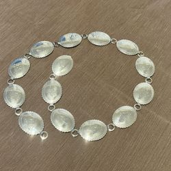 Southwestern Style Concho Link Belt, Ovals Stamped Design 36"