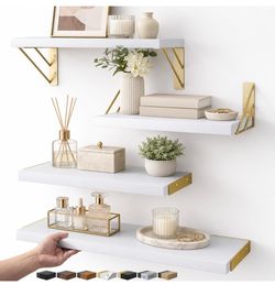 BAYKA Wall Shelves For Bedroom Decor, Floating Wall Shelf For Living Room Kitchen Storage, Mounted Rustic Wood Shelves For Kids Books, Christmas Decor