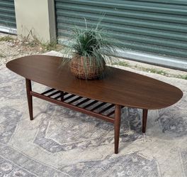Article Lenia Oval Walnut Coffee Table