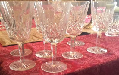 Seven Waterford Lismore goblet 8 ounce glasses